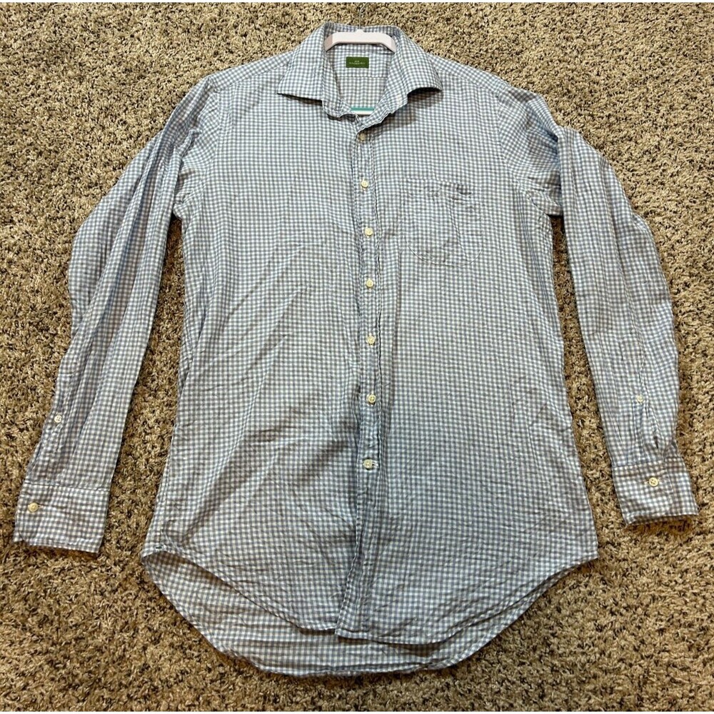 Sid Mashburn Men's Shirt M Blue Gingham Check Plaid Long Sleeve Button Up